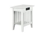 Mission Chair Side Table With Charger In White