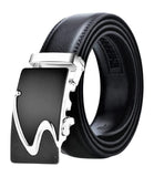 Zacharias MenS Faux Leather Belt Autolock Buckle Ds5311 (Silver Black; Free Size)