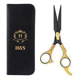 H&S GoldBlack Series Professional Hair Cutting Scissors | Premium Japanese Stainless Steel | 6.5Hair Shears, Barber Accessor