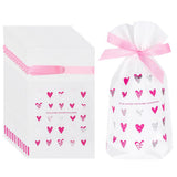 ZIBUYU 50 Pcs Return Gift Bags, Goodie Bag, Pink Heart Ribbon Bag