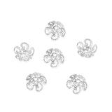 100pcs Filigree Flower 10mm (0.4 Inch) Bead Caps Sterling Silver Plated Brass End Caps DIY Craft Jewelry Making CF47-1