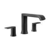 Moen Genta LX Matte Black Two Handle Deck Mounted Modern Roman Tub Faucet, Widespread Bathtub Faucet Set, Modern Bathroom Faucet