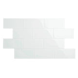 Giorbello Glass Subway Backsplash Tile, 3 x 6, Bright White