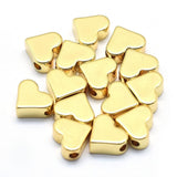 LiQunSweet 10 pcs Golden Color Heart Shaped Brass Beads Real 18K Gold Plated Love Loose Spacer Beads for DIY Jewelry Necklace Br