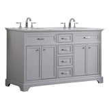 Elegant Decor Americana 60 Wood Double Bathroom Vanity In Light Gray