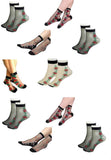 Pinkit Pack Of 10 Skin UltraThin Transparent Multi Print Nylon Summer Skin Socks For Women/GirlS (Ankle Length)
