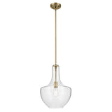 Everly 19.75 1-Light Bell Pendant with Clear Seeded Glass in Brushed Nickel, for Kitchen Island, Dining Nook, Bedroom, (19.75 x 