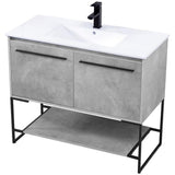 Elegant Decor Gerard 40 Single Porcelain Top Bathroom Vanity In Concrete Gray