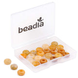 BEADIA Natural Yellow Jade Rondelle Stone with Large Hole (4mm) Loose Semi Gemstone Beads for Jewelry Making 10mmx4mm 24pcs