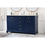 Elegant Decor Americana 60 Solid Wood And Metal Single Bathroom Vanity In Blue