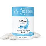 Unscented Laundry Pods by AspenClean, New and Improved Packaging, Zero Plastic, EWG Verified, Vegan, Non-Bio, Hypoallergenic Nat