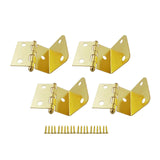 QCAA Durable Steel Semi-Concealed Hinge for Box, Chest & Cabinet, 1-1/2 Width x 1.2 mm Thickness, Brass Plated, 4 Pack, Made in 
