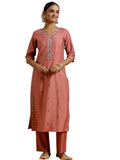 Libas Women's Silk Blend Kurta Sets (GS933_Peach