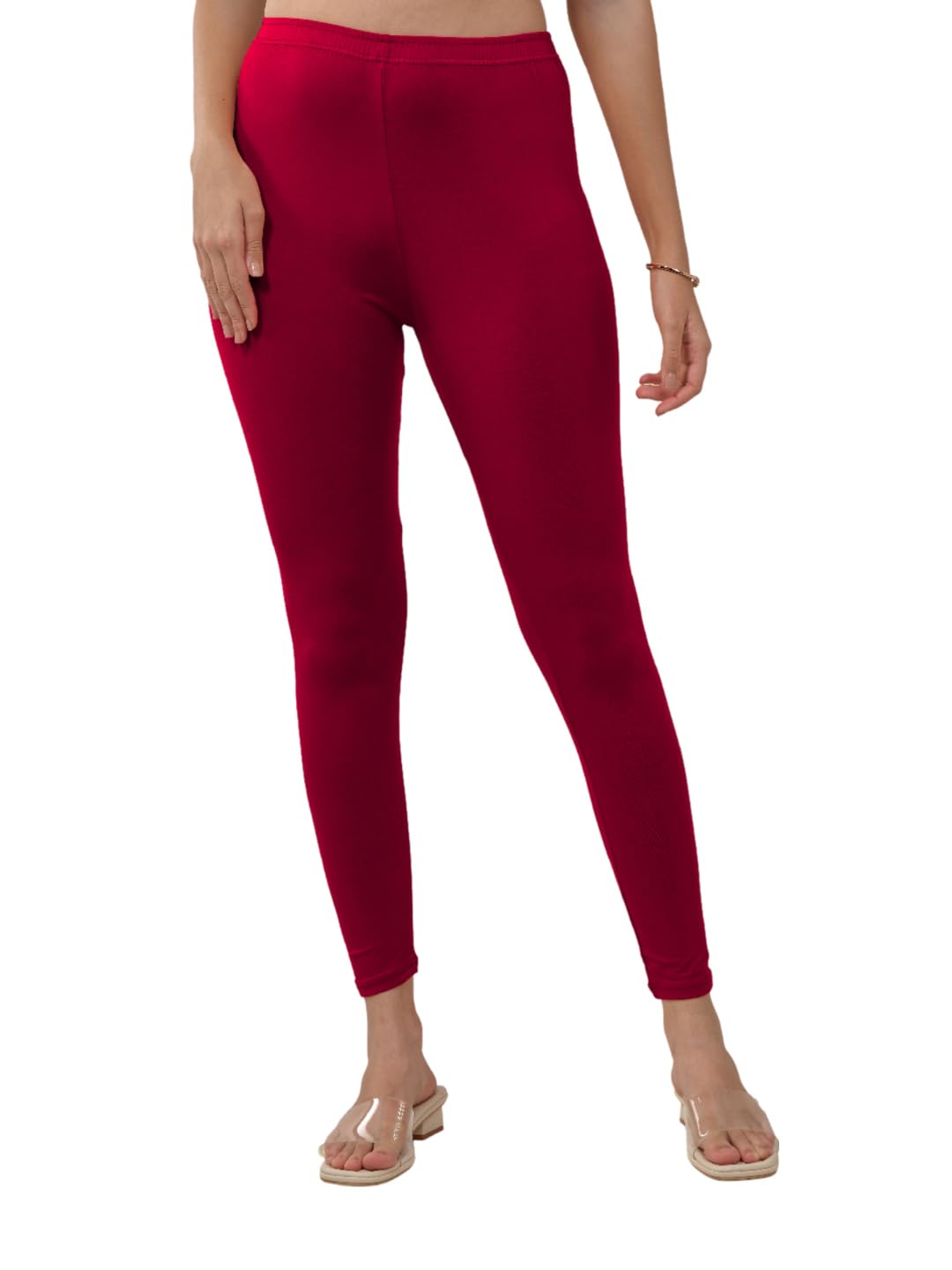 Lyra Women Solid Premium Cotton Ankle Length Leggings | Mid-Waist | Fashionwear