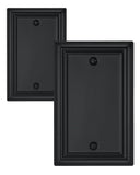 ZILLSEA 2-Pack Black Blank Wall Plates, No Device Blank Outlet Covers, Metal Electrical Covers for Unused Outlets/Switches, 3.15