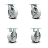 Semi Steel Cast Iron Swivel Top Plate Casters Set of 4 Heavy Duty with 6 Inch Wheels Includes 2 Swivel and 2 Rigid 4,800 lbs