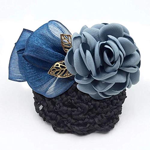NATUWORLD Women Hair Bun Cover Net Snood Hairnet Bowknot Decor Barrette Hair Clip Bow Ribbon Flower Hair Accessories For Steward