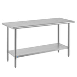 ROCKPOINT SS304 Top All Stainless Steel Table for Prep & Work 24x60 Inches, NSF Commercial Kitchen Heavy Duty Table with Adjusta