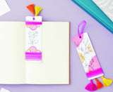 Rectangle Bookmarks, 48 Pcs, 5 x 17.8 cm, 300 GSM Watercolor Plain Paper Sheets and PrePunched Holes with 2 Red Satin Ribbons I