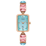 Timex Fria Analog Watch For Women With Pink Rectangle Dial & Rose Gold Brass Bracelet Band Water Resistant Women'S Wrist Watches