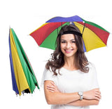 Aasa Rainbow Cap Umbrella Hat, Hands Free Hat With Elastic Head Strap, Waterproof Folding Umbrella Headwear For Sun And Rain Pro