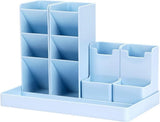 SANGOZ Cute Desk Organizer Pen Pencil Holder, Multifunctional Stationery Storage Box with Multiple Compartments, Desktop Caddy f