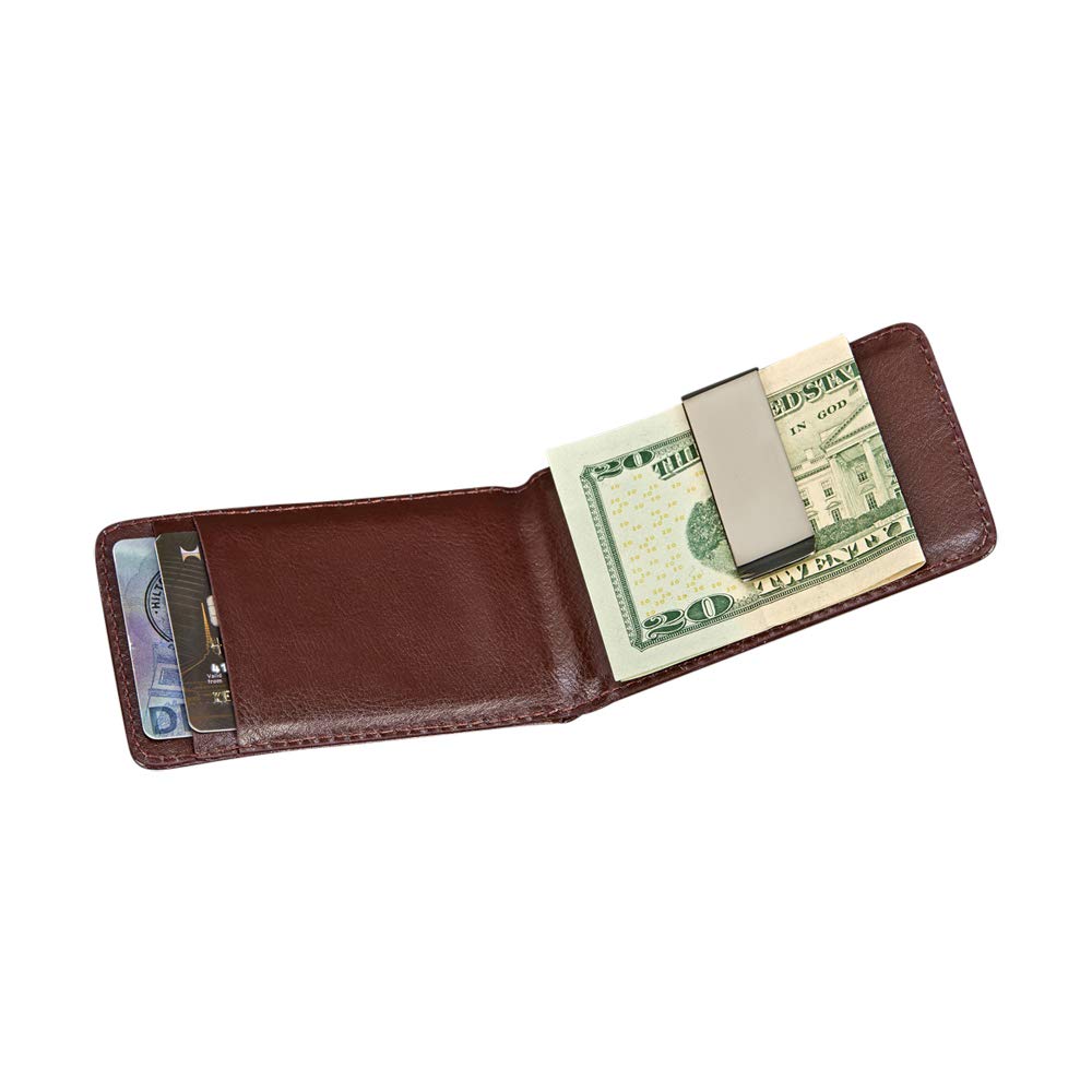 Brown Leather Folding Case With Ss Money Clip