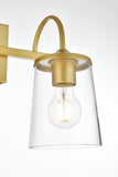 Living District Avani 2-Light Iron & Glass Bath Sconce In Brass And Clear