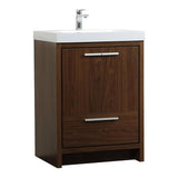 Elegant Decor Wyatt 24 Aluminum Alloy And Mdf Single Bathroom Vanity In Walnut
