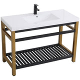 Elegant Decor Raya 48 Single Resin Top Metal Bathroom Vanity In Gold And Black