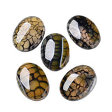 Crafans 10Pcs Natural Agate Oval Cabochons 30x22mm Flat Back Dragon Veins Stone Cabochons Healing Power Stone Chakra Crystal for