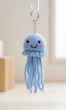 Handmade Crochet Jellyfish Keychain, Blue