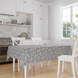 Encasa 4 To 6 Seater Dining Table Cloth 145X180 Cm (57X72 In) I Floral Grey Jacquard Style Print On Chambray Homespun Cotton I For Family Gatherings, Parties I Washable