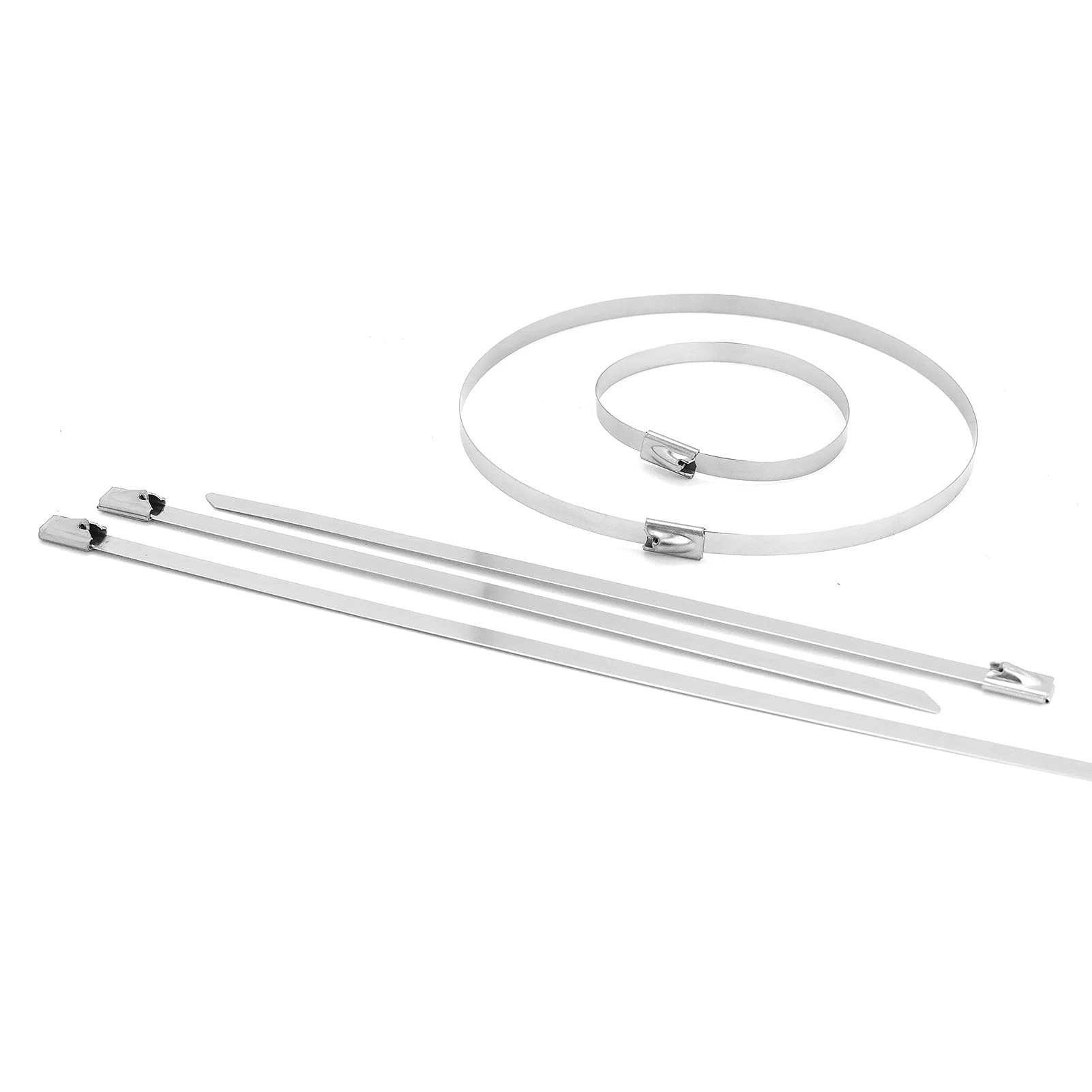 100PCS 3.9 inch 304 Stainless Steel Zip Ties Metal Zip Ties Heavy Duty Locking Cable ties Strap for Exhaust Wrap, Garage, Outdoo