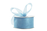 Ribbon Bazaar Plain Sheer Organza 5/8 Blue Stone 25yd Spool 100% Nylon Ribbon