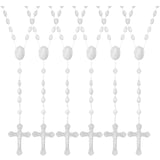 Beeveer 50 Pcs Glow in the Dark Rosary Beads Catholic Luminous Cross Rosary Necklaces Religious Plastic Crucifix Chains Pearlize