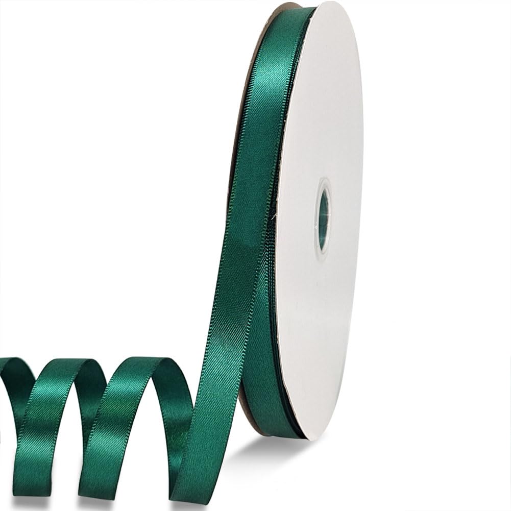 YEQIN Double Face Dark Green Satin Ribbon Satin 1/2 inch x Continuous 50 Metres Polyester Ribbon for Gift Wrapping Weddings Part