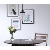 Living District Lyle 1-Light Metal Pendant In Black And Clear Seeded Glass