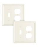 TREEWELL 2-Pack Combo Toggle/Duplex Light Switch Cover Plate, Light Almond Wall Outlet Cover Plate, Natural Bamboo Fiber Decorat