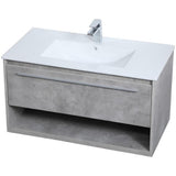 Elegant Decor Kasper 36 Single Porcelain Top Floating Bathroom Vanity In Gray