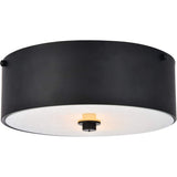 Living District Hazen 2-Light Metal Flush Mount In Flat Black/Frosted White