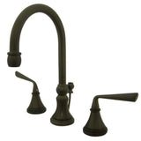 Kingston Brass Ks2985Zl Silver Sage Widespread Lavatory Faucet With Brass Pop-Up, Oil Rubbed Bronze