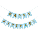 Satya Vipal Happy Birthday Banner Bunting Flag for Birthday Party Decoration (Light Blue)