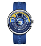 The Watch Company Men'S Fashion Watch, Blue Dial With Luminous Display, 43Mm Round Case, White Rubber Strap, 22Mm Band Width, Wa