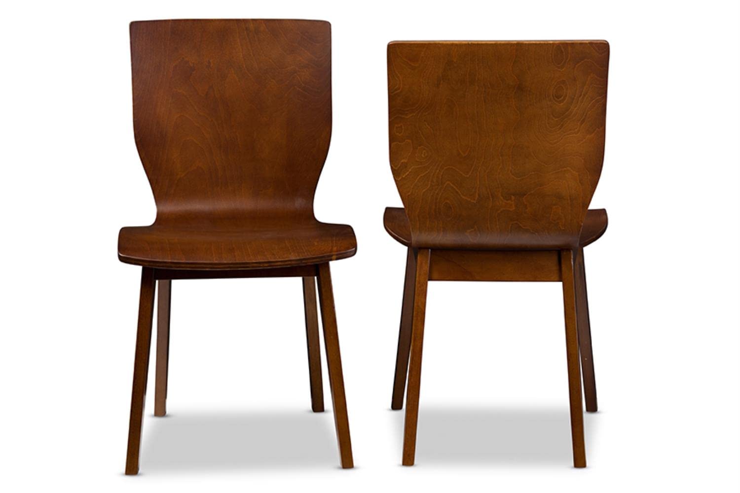 Baxton Studio Elsa Dining Chair Scandinavian Style Dark Walnut Bent Wood Dining Chair
