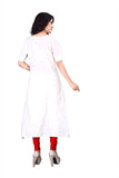 Om Sai Latest Creation Women'S Slub-Rayon Half Sleeve Anarkli Kurti (White, Small)
