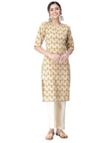 Pinkmint Kurta Set for Women Cotton Printed Straight Kurta with Pant (Pack of 1)