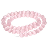 HARFINGTON 48pcs Light Pink Cat's Eye Stone Beads 8mm Round Smooth Gemstone Crystal Loose Bead for Jewelry Making Bracelets Neck