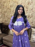 Anni Designer Women'S Rayon Blend Anarkali Printed Kurta With Pant (Anveshi Purple-Vks01_Xxl_Purple_Xx-Large),Purple,2XL,,,