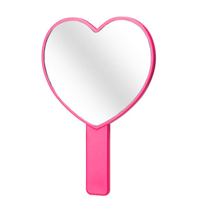 TOPYHL 2PCS Heart-Shaped Makeup Hand Mirror,Travel Handheld Mirror Portable Personal Cosmetic Mirror with Handle (Rose red)